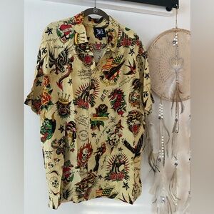 Don Ed-Hardy Designs Tattoo Print Shirt Men’s XL